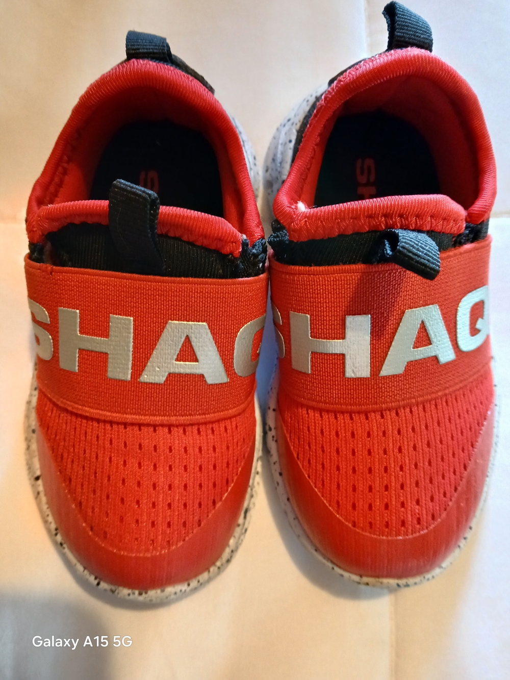 Kids Red Slip-On Sneakers with Bold Lettering Elastic Strap